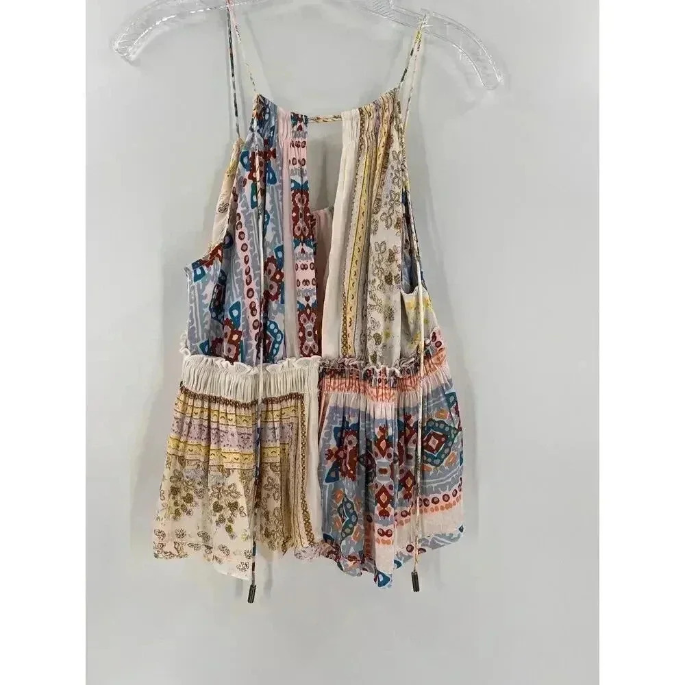 Free People “Bellini” Patchwork Adjustable Tank Oversized Small BOHO Festival EC - Picture 2 of 11